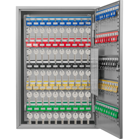 Barska Steel 150 Key Cabinet Organizer – Locking Wall Mount Safe with Numbered Hooks, Index Sheet & Key Tags for Business or Office Security