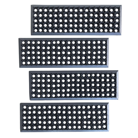 Modern 4 Piece Drainage Rubber Stair Tread Set 10 x 30 inch
