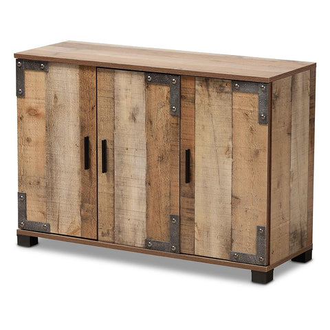 Baxton Studio Cyrille Finished Wood 3-Door Shoe Cabinet