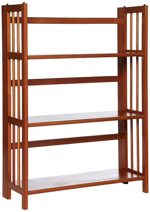 Casual Home 3-Shelf Folding Stackable Bookcase (27.5" Wide)-Mahagony