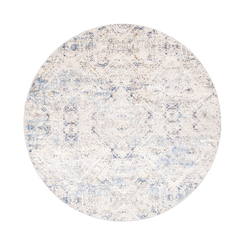 Pasargad Home Turkish Efes Design Power-Loomed L. Grey/L. Blue Area Rug- 6' 0'' X 6' 0''