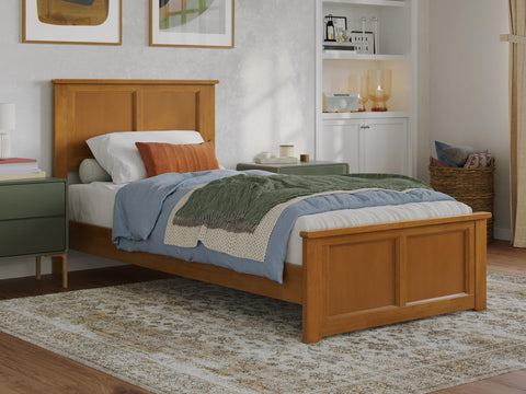 Charlotte Twin XL Solid Wood Low Profile Platform Bed with Matching Footboard in Light Toffee