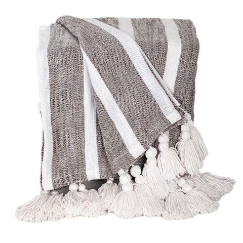Parkland Collection Premium Charcoal Cotton Slub Throw of 50” x 60” from