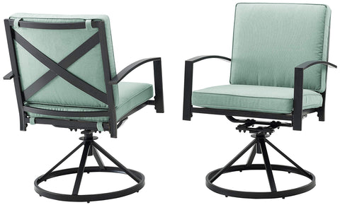 Kaplan 2Pc Swivel Outdoor Dining Chair Set Mist/Oil Rubbed Bronze - 2 Swivel Chairs