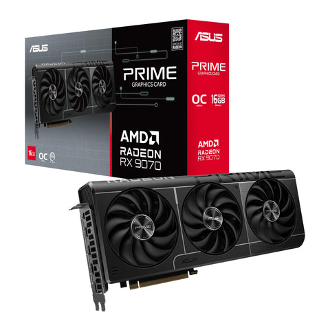 ASUS Prime Radeon™ RX 9070 OC Edition Graphics Card (PCIe 5.0, HDMI/DP 2.1, 2.5-Slot Design, axial-tech Fans, Dual Ball Fan Bearings, Dual BIOS, GPU Guard)