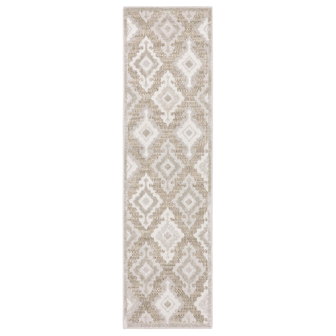 Oriental Weavers Tangier Area Rug - TAN08-2'3" x 7'6" - in Beige/Grey - Eclectic Global Style, Stain Resistant, Family and Pet Friendly, Entryway, Hallway Runner Rug