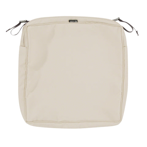 Classic Accessories Montlake Water-Resistant 21 x 21 x 3 Inch Square Outdoor Seat Cushion Slip Cover, Patio Furniture Chair Cushion Cover, Antique Beige, Patio Furniture Cushion Covers
