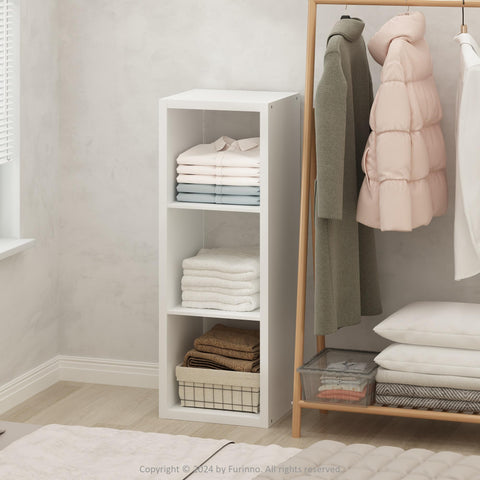 Furinno Cubic Open Back Multipurpose Clothing  and Closet Storage Organizer Shelf 3-Cube White