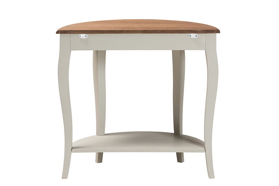 Baxton Studio Cordelia Country Cottage Farmhouse Greyish Beige and Natural Brown Finished Console Table