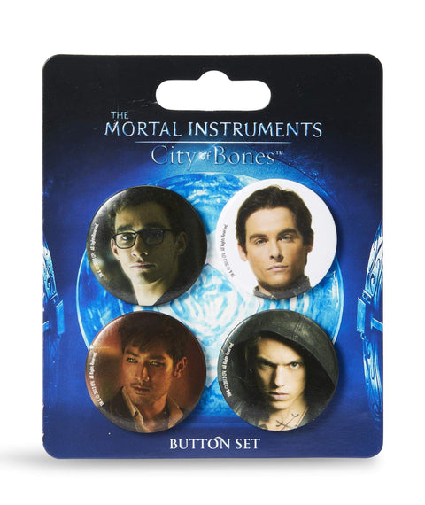 The Mortal Instruments: City of Bones 1.5-Inch Buttons - Set of 4 Featuring Simon Lewis, Alec Lightwood, Jace Wayland, and Magnus Bane - Licensed The Mortal Instruments: City of Bones Items
