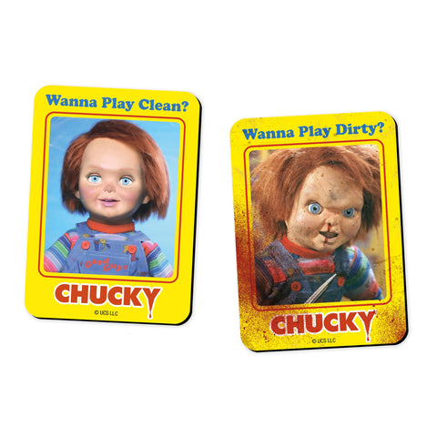 GAMAGO Chucky Clean Dirty Double Sided Kitchen Dishwasher Magnet - with Adhesive Magnetic Plate for Non-Magnetic Surfaces - Officially Licensed Collectible - 2.75 x 3.75 in