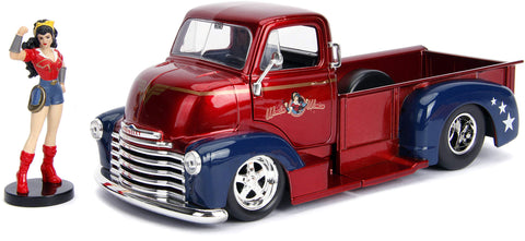 Jada DC Comics Bombshells 1:24 1952 Chevy COE Pickup Die-cast Car with 2.75" Wonder Woman Figure, Toys for Kids and Adults