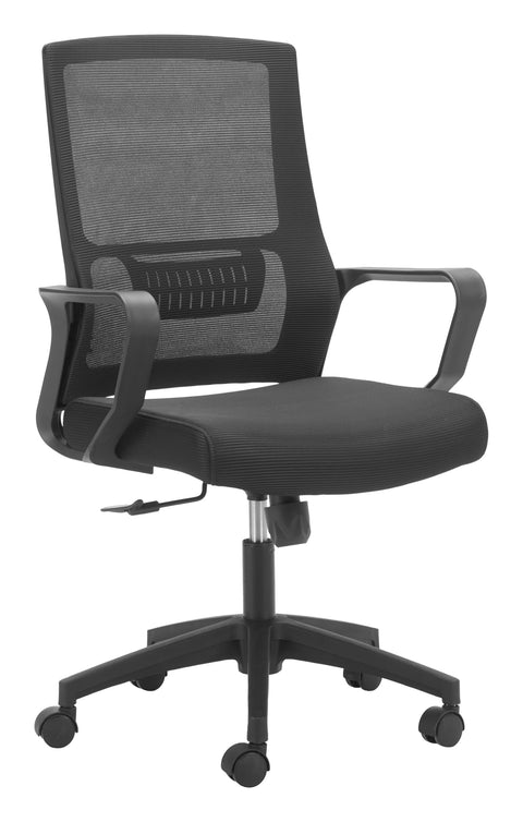 Zuo Jett Low Back Office Chair Black, Black Office Chair, Modern Style, Mesh Fabric, Breathable mesh Fabric, Nylon, Indoor Office, 26.4" W x 26.4" D x 39.2~43.1" H, Non-Stackable