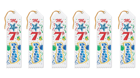 Beistle 6-Pack My 7th Birthday Jeweled Ribbon, 2-Inch by 8-Inch