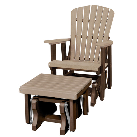 American Furniture Classics Fan Back Glider and Ottoman Glider in Weatherwood/Tudor