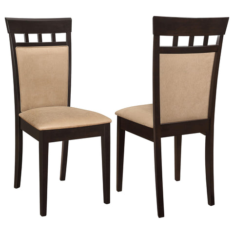 Coaster Home Furnishings - Gabriel - Wood & Fabric - Armless Dining Chairs with Geometric Wooden Back - Home Kitchen & Dining Room - Set of 2 - Cappuccino - 100773