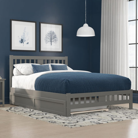 AFI, Tahoe Queen Platform Bed with Matching Footboard, Twin XL Trundle, Grey