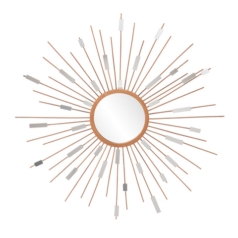 SEI Furniture Starburst Mirrored Wall Sculpture - Hanging Art Deco Wall Art - Sunburst Design