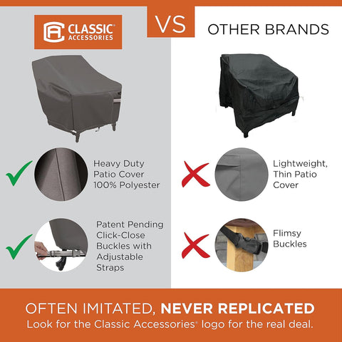 Classic Accessories Ravenna Water-Resistant 86 Inch Patio Chaise Lounge Chair Cover, 2-Pack, Patio Furniture Covers