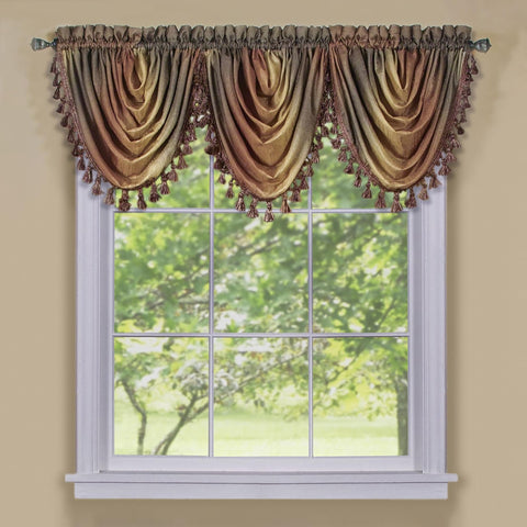ACHIM Soft Waterfall Valance Window Curtains - 46 Inch Width, 40 Inch Length - Ombre (Autumn) - Light Filtering Decorative Polyester Drapes for Bedroom Living & Dining Room Home Decor