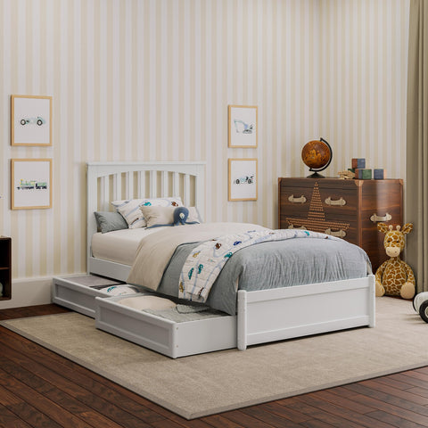 AFI, Everett Twin Platform Bed with Panel Footboard & Storage Drawers, White