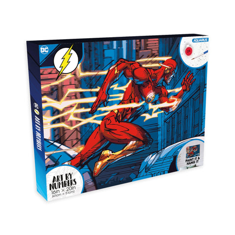 AQUARIUS The Flash Art By Numbers Painting Kit (16 x 20 Stretched Canvas) 24 Paints, 3 Paint Brushes, Ready to Hang, Officially Licensed DC Comics Collectible - 16x20 in