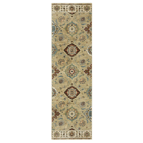 Oriental Weavers Francesca Area Rug - FR05D - 2'3" x 7'6" - in Tan/Multi - Vintage Inspired, Stain Resistant, Family and Pet Friendly, Entryway, Hallway Runner Rug