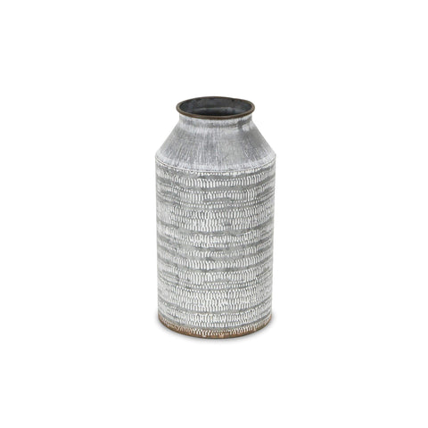 Cheung's White Washed Galvanized Metal Decorative Jug, Gray