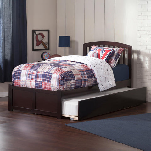 AFI Richmond Twin XL Size Platform Bed with Footboard & Twin XL Trundle in Espresso