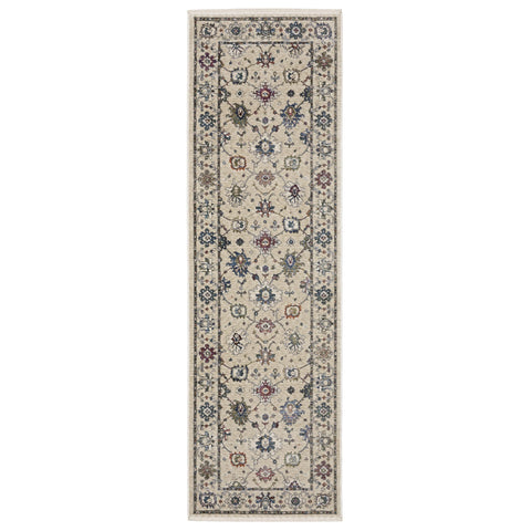 Oriental Weavers Hastings Area Rug - HA01W - 2'3" x 7'6" - in Ivory/Multi - Vintage Inspired, Stain Resistant, Family and Pet Friendly, Entryway, Hallway Runner Rug