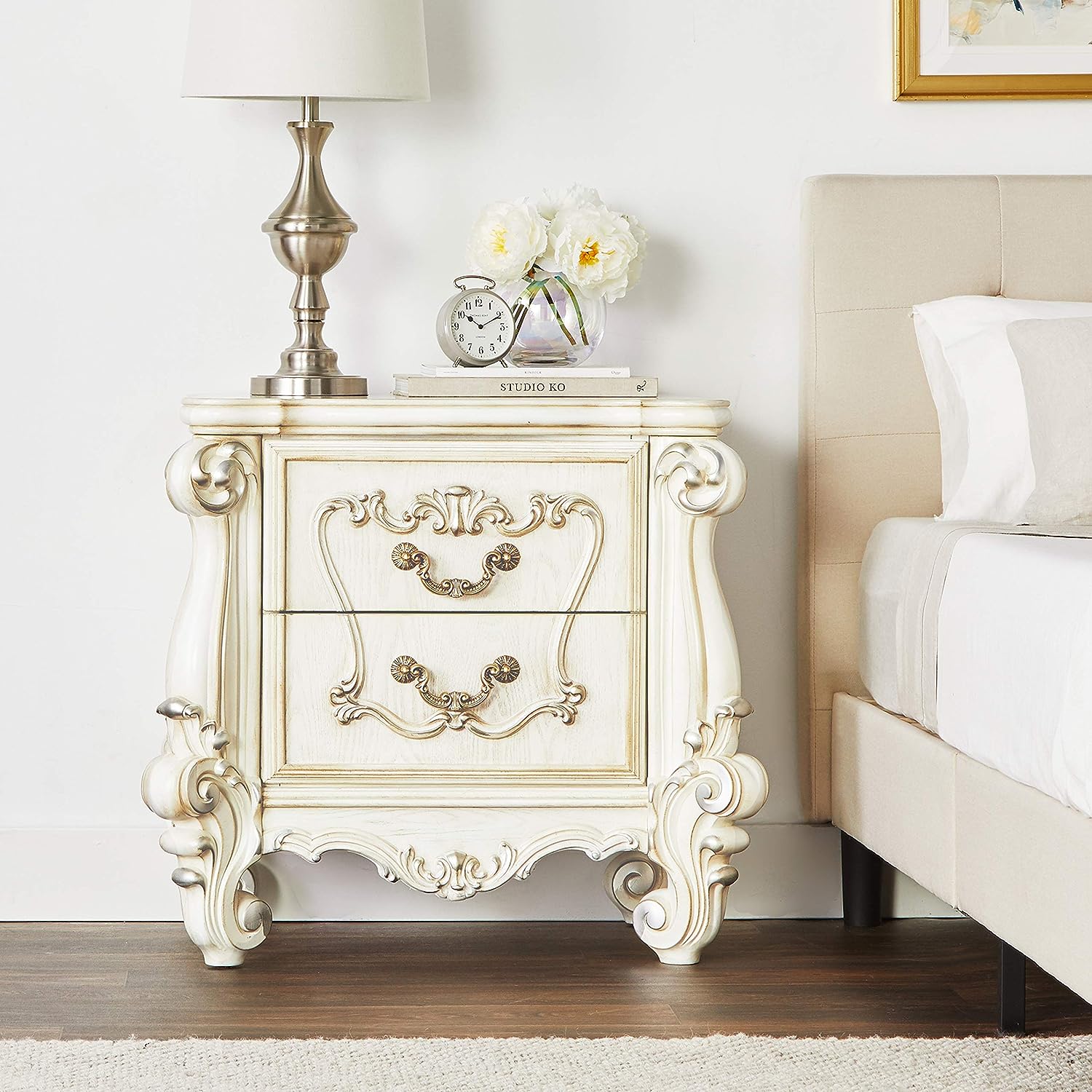 ACME Versailles Bone White Nightstand