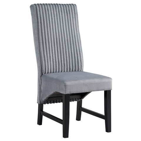 Acme Kini Fabric Upholstered Side Chair in Gray & Black (Set of 2)
