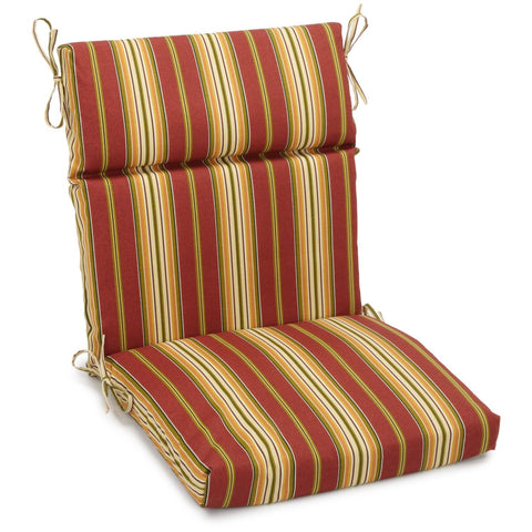 Blazing Needles Outdoor Seat/Back Chair Cushion, 22" x 45", Kingsley Stripe Ruby