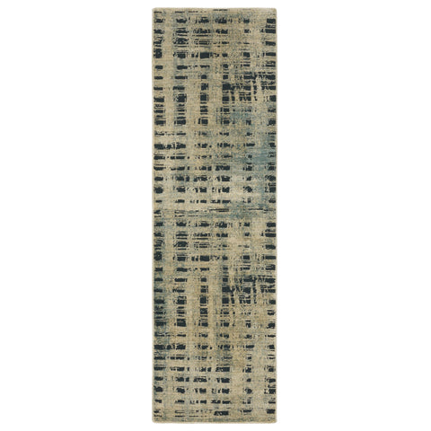 Oriental Weavers Reed Area Rug - RE07B - 2'3" x 7'6" - in Beige/Blue - Modern Style, Stain Resistant, Family and Pet Friendly, Entryway, Hallway Runner Rug