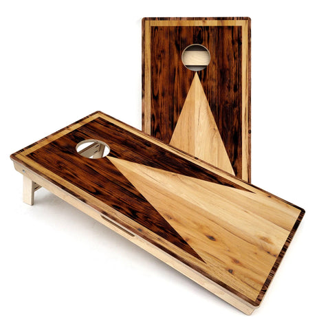 Skip's Garage Wooden Triangle Cornhole Boards - Includes (2) Boards (Resin Bags) + (2) Board Hole Lights