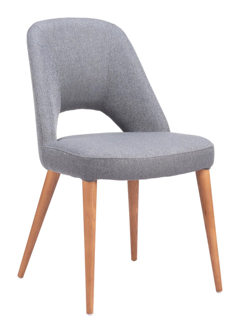 Zuo Leith Dining Chair (Set of 2) Gray, Gray Dining Chair, Comfy and Durable Polyester Fabric, Steel, Indoor Dining, 19.7" W x 23.6" D x 33.3" H