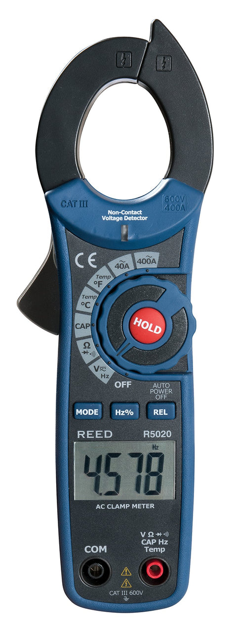 REED Instruments R5020 400A AC Clamp Meter with Temperature and Non-Contact Voltage Detector,