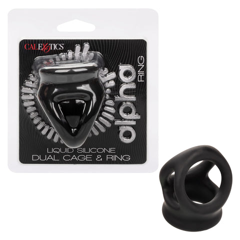 CalExotics Alpha Liquid Silicone Dual Cage & Cock Ring for Men - SE-1492-37-2