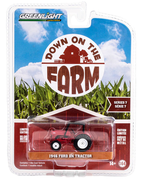 1946 8N Tractor Red with Black Canopy Down on The Farm Series 7 1/64 Diecast Model by Greenlight 48070 B