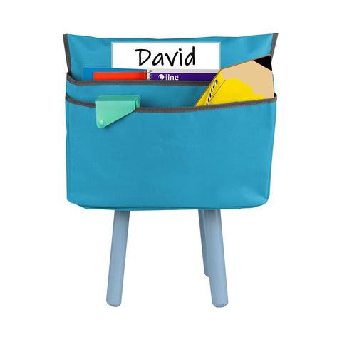 C-Line Chair Cubbies for Most Classroom Chair Styles, Medium, 16.37" x 13.5", Fabric/Vinyl, Seaside Blue