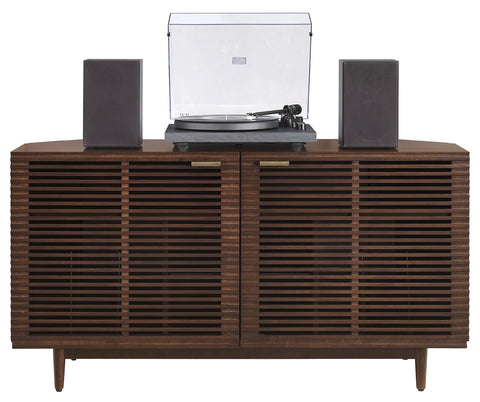 Crosley Furniture Cameron Corner Record Player Cabinet Turntable Stand, Storage for up to 230 Vinyl Records, Brown