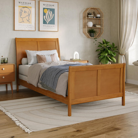 AFI, Portland Twin XL Foundation Bed with Matching Footboard, Light Toffee