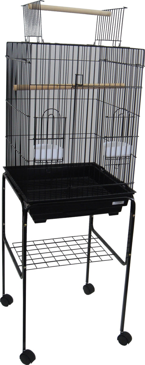 YML 5984 3/4" Bar Spacing Open Top Parrot Cage with Stand, 18" x 18 x 56/Small, Black