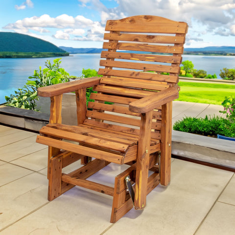 American Furniture Classics Model MM122 Slat Back Amish Handcrafted Milled Smooth Glider Chair, Medium, Natural Cedar, 1 Chair