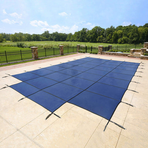 Arctic Armor Mesh Rectangular Safety Cover for 20ft x 40ft In-Ground Pools with 4ft x 8ft Center Step Sections- 12 Year Warranty Color: Blue (WS395BU)