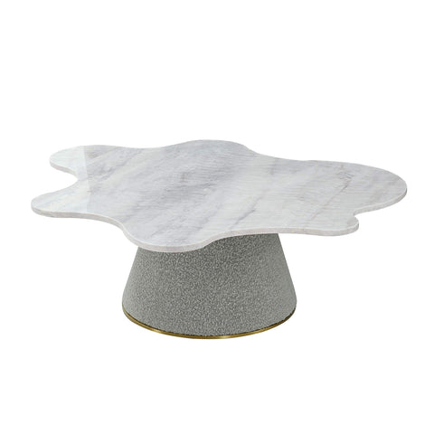 Pasargad Home Simona Marble Top Coffeetable with Gold Stainless Steel Base- Real Organic Marble, Table for Living Room, Bedroom - Luxury Room