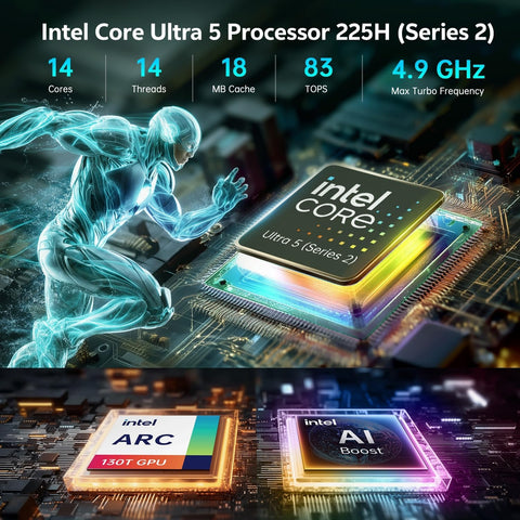 ASUS NUC 15 Pro Mini Desktop Computer, Intel Series 2 Ultra 5 225H (14C/14T, Up to 4.9GHz), 32GB DDR5 RAM, 2TB PCIe SSD, Small PC Win 11 Pro, Intel Arc 130T GPU, 8K/Quad 4K HDR, Thunderbolt 4, WiFi 7