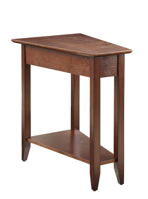 Convenience Concepts American Heritage Wedge End Table 24" - Classic Living Room Table with Storage Shelf, Side Table for Family Room, Bedside Table, Espresso