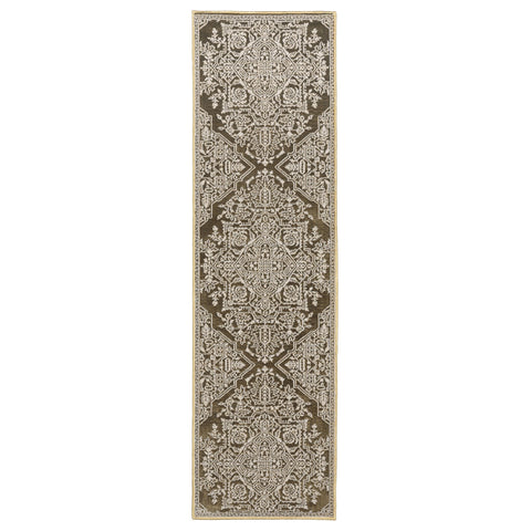 Oriental Weavers Intrigue Area Rug - INT11-2'3" x 7'6" - in Gold/Beige - Vintage Inspired, Stain Resistant, Family and Pet Friendly, Entryway, Hallway Runner Rug