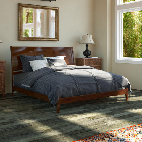 AFI, Portland King Solid Wood Low Profile Platform Bed, Walnut